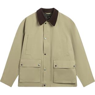 李宁哈灵顿夹克男秋冬新款翻领复古巴恩风行政通勤宽松运动外套