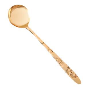 纯铜勺子家用吃饭小勺手工黄铜餐具西餐厅调羹补铜儿童汤勺主餐勺