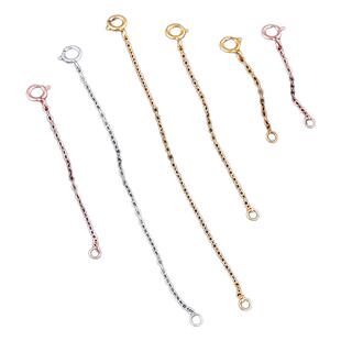 925纯银延长链加长链珍珠手链项链扣子接头镀18K金链子配件不掉色