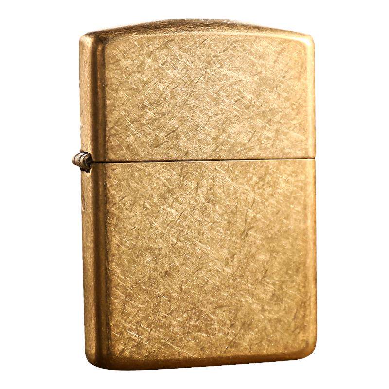 ZIPPO28496铜镀金花沙盔甲商务