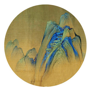 工笔画打印白描底稿千里江山图局部圆形初学者临摹勾线过稿