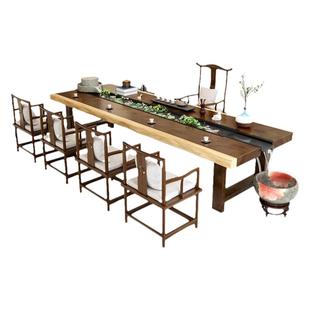 新中式古典田园实木循环流水茶桌椅组合功夫茶台茶几休闲养鱼会客