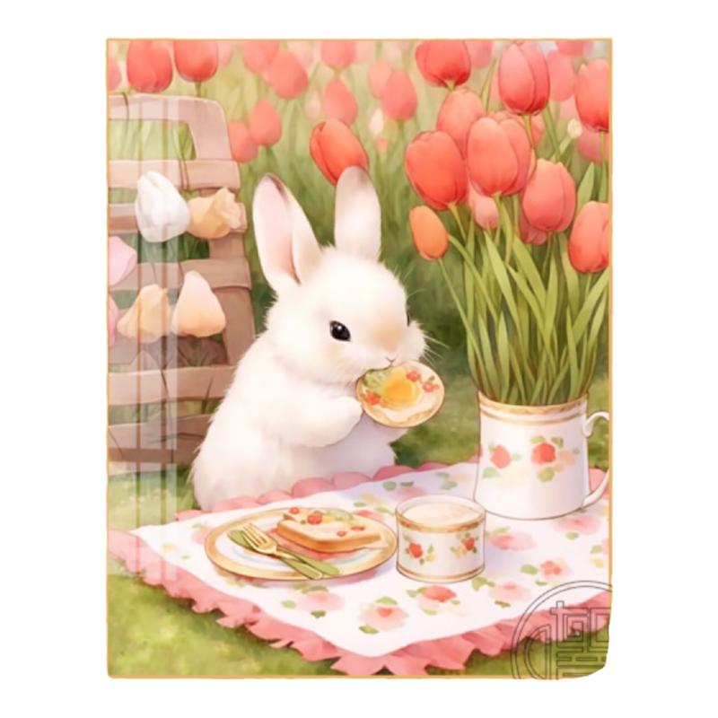 钻石画满钻郁金香兔子粘钻画