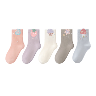 七巧板女童袜子秋冬款纯棉长袜女孩中筒袜无骨舒适儿童袜子不臭脚