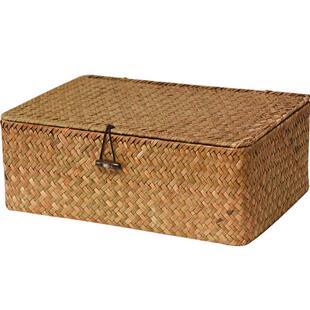 草编收纳盒礼盒竹筐藤编收纳筐竹编筐桌面海草储物盒子零食筐篮