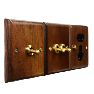 胡桃木面板复古门禁开关86型出门按钮电铃酒店门铃开关自动复位