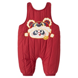 嘟嘟家宝宝拜年服红色年装周岁礼服冬季婴儿哈衣新生儿唐装背带裤