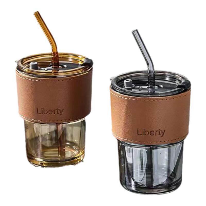 竹节杯带盖玻璃杯耐高温杯子定制玻璃杯