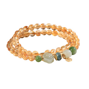 天然水晶手串女款和田玉正品双圈好运手链圣诞节礼物送姐妹