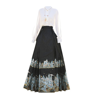 阑珊小记原创汉服女【小重山】飞机袖新中式织金仿妆花明制马面裙