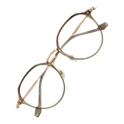 绿色近视眼镜框女可配度数纯钛