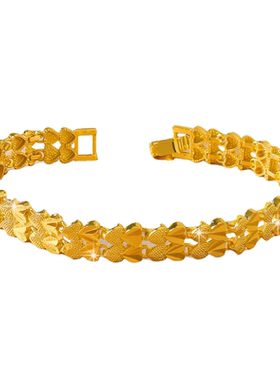 轻奢镀仿真黄金色心心相印手链女