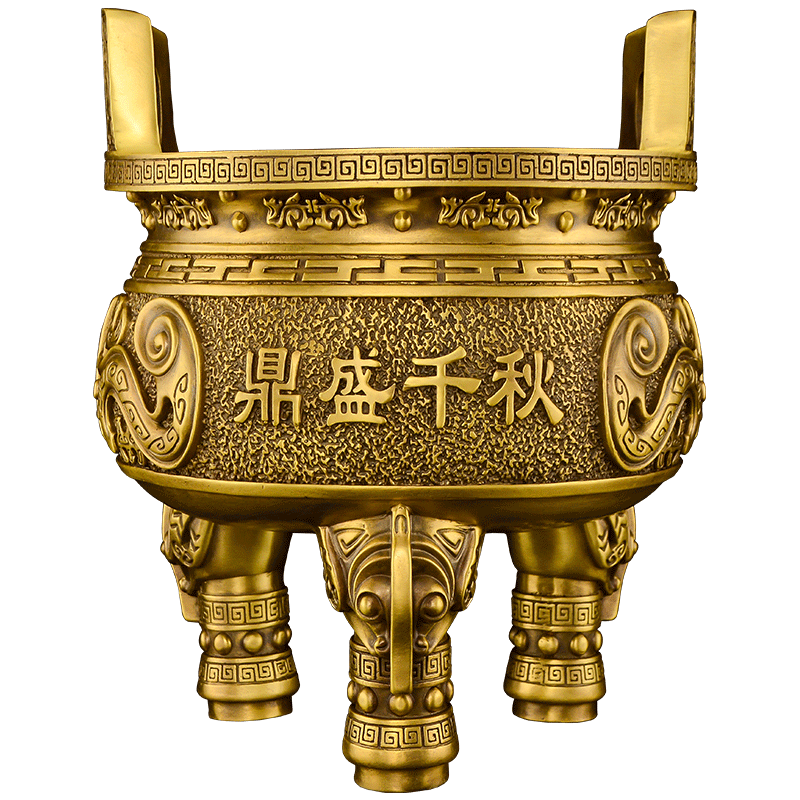 铜鼎摆件黄铜三足圆鼎开业礼品