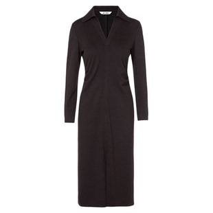 朗姿羊毛深V领通勤高级感连衣裙老钱风随性A字裙2025年冬季新款