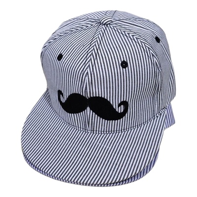 韩版条纹小胡子平沿棒球帽