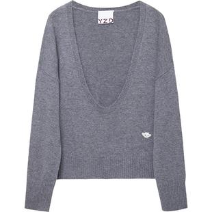 羊织道头脑风暴 明星同款大U领羊毛针织衫女秋冬山羊绒打底毛衣