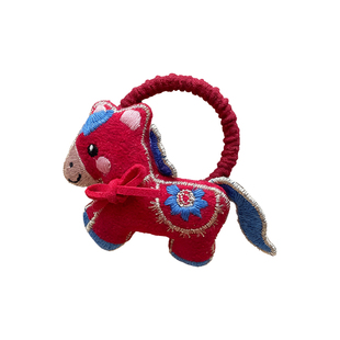 马年头饰小马红色发圈传统可爱新款2026年儿童新年本命年头绳女