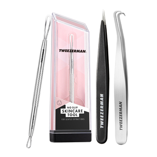 微之魅tweezerman闭口粉刺针棒黑头细胞夹尖头镊子弯钩镊焕肤套装