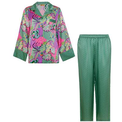 皇锦女士真丝长袖套装