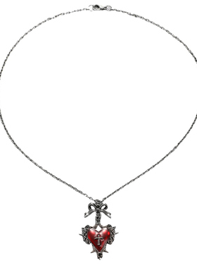 暗夜心恋哥特十字蝴蝶结心形项链
