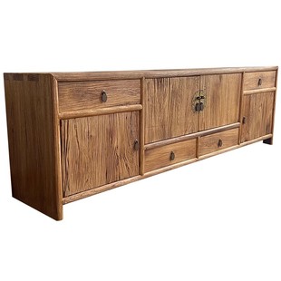 新中式老榆木电视柜全实木储物柜家具家用整装低柜客厅木质收纳柜