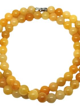 天然黄玉圆珠女款锁骨链