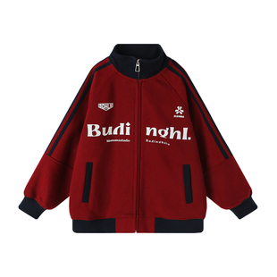 布丁哈鲁童装秋装女童休闲外套2026春秋新款儿童美式撞色棒球服