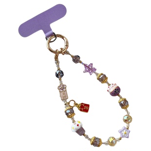 招财猫手机链玄学转运粉紫蓝绿水晶挂链财神爷上上签福袋暴富醒狮桃花吊坠串珠手链新中式国潮手腕链条新款壳