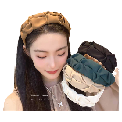 高级感褶皱宽边发卡发箍高颅顶