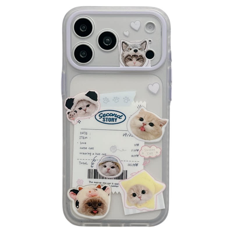 MoreRex 软萌ins便签小票猫咪适用苹果18手机壳磨砂iphone17promax新款18pro全包15防摔保护套14女款16超好看