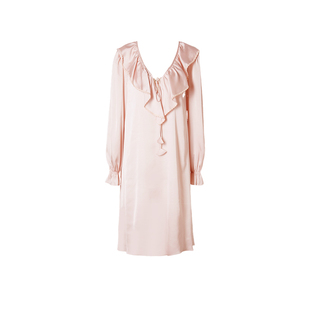 DPLAYSWEET荷叶边V领短款睡裙法式简约甜美缎面居家睡衣女2026春