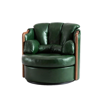 中古野奢旋转椅书房茶室转椅主人椅头层油蜡真皮沙发椅单人休闲椅