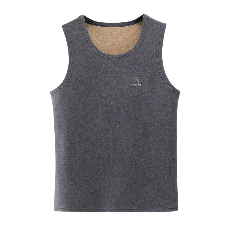 啄木鸟男士奥粒绒防寒背心冬季加绒加厚无袖马甲中年保暖打底内衣