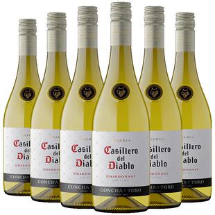 【自营】智利进口红酒干露红魔鬼经典霞多丽干白葡萄酒750ml*6支