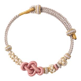 桃花如意结手绳diy可穿黄金转运珠路路通成品红绳手链送闺蜜礼物