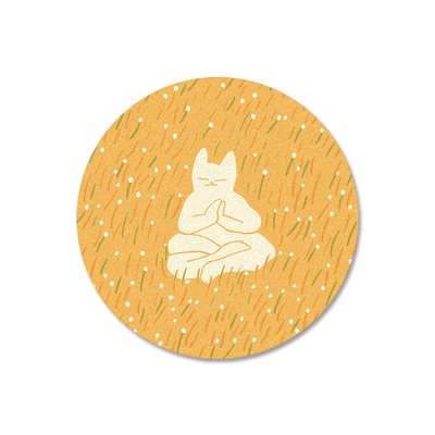 小猫客厅圆形坐垫仿羊绒手绘艺术