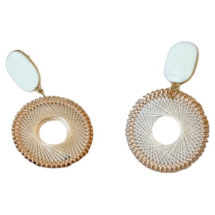 钟楚曦同款度假风编织圆圈耳环女轻奢高级感精致耳钉小众夸张耳饰