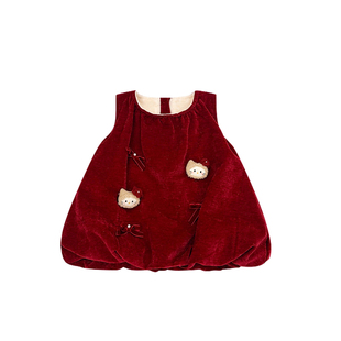 2025冬季上新女童保暖连衣裙舒适加绒儿童裙子公主裙周岁女宝礼服