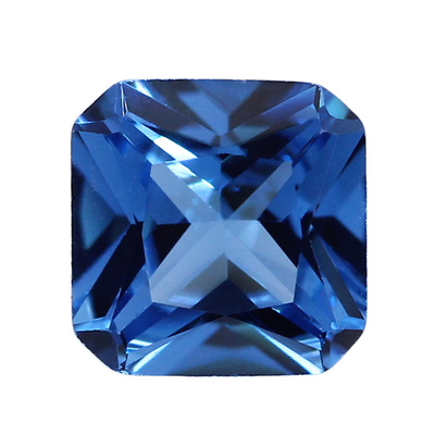 正方形倒角车花119#尖晶蓝裸石 人造海蓝色宝石耳钉首饰品主石DIY