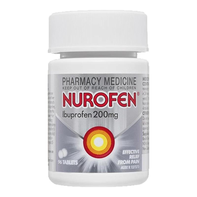 澳洲Nurofen布洛芬止痛消炎片经济装96粒头痛痛经痛风药感冒流感