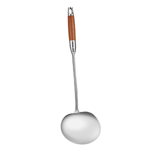 锅铲316不锈钢蘑菇铲食品级家用炒菜铲子木柄把铁锅铲加厚炒菜勺