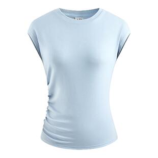 a21女装气质小众落肩袖纯色修身女款上衣三色可选简约圆领短袖t恤