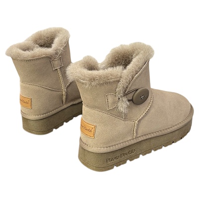 冬季皮毛一体防水厚底雪地靴女