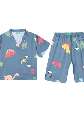 汗蒸儿童浴服家居服睡衣纯棉卡通
