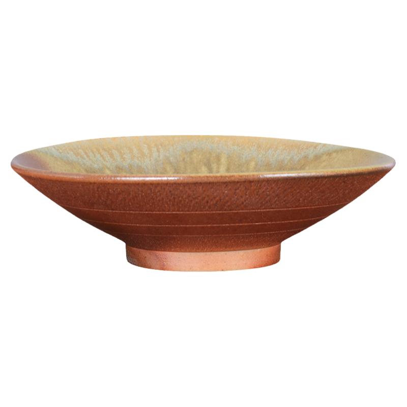 建水紫陶柴水盂果盘杯洗水洗直径29cm/李正龙白泥柴烧果盘 R59