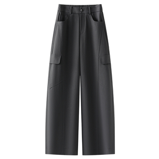 灰色弯刀工装裤子女2026新款春季宽松阔腿镰刀裤垂感松弛休闲长裤