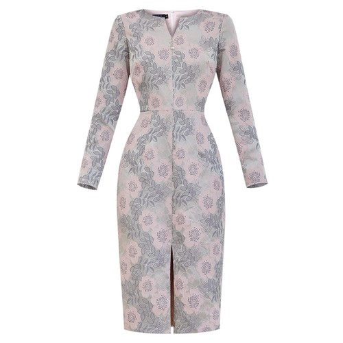 粉色减龄知性气质赫本风连衣裙女秋冬宽松正式场合复古A字裙2296