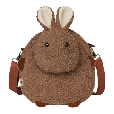 三色补丁可爱羊羔毛绒小包