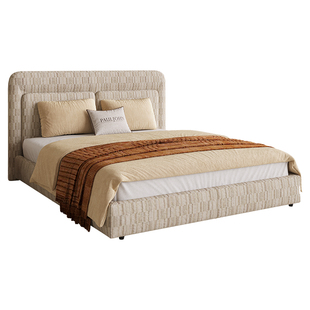 PAULJOHN轻奢中古老钱风布艺床设计师主卧进口棉麻新款双人储物床