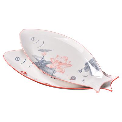妈妈中意家用陶瓷鱼盘好看鱼碟